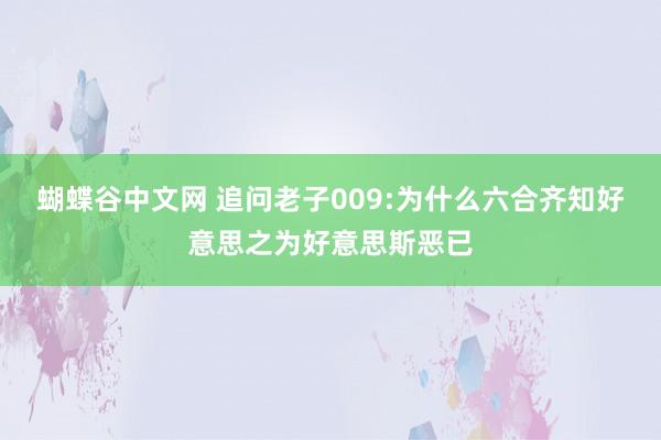 蝴蝶谷中文网 追问老子009:为什么六合齐知好意思之为好意思斯恶已