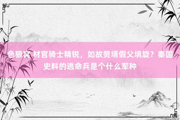 色狼窝 材官骑士精锐，如故赘壻假父填旋？秦国史料的逃命兵是个什么军种