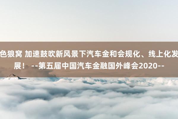 色狼窝 加速鼓吹新风景下汽车金和会规化、线上化发展！ --第五届中国汽车金融国外峰会2020--