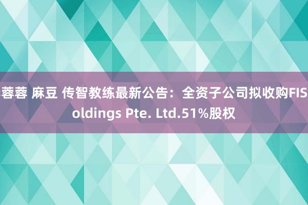 李蓉蓉 麻豆 传智教练最新公告：全资子公司拟收购FIS Holdings Pte. Ltd.51%股权