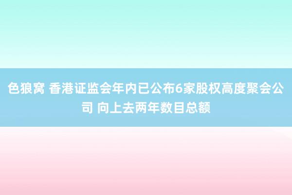 色狼窝 香港证监会年内已公布6家股权高度聚会公司 向上去两年数目总额