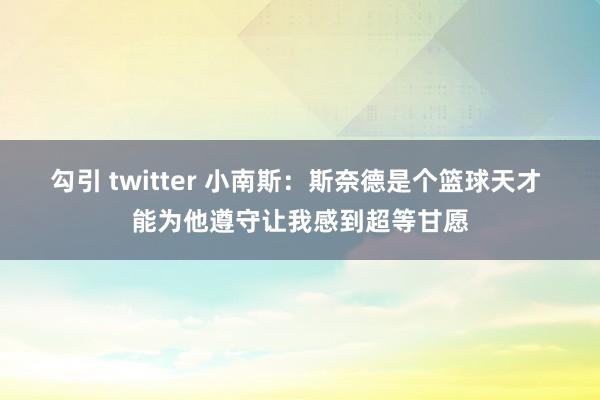 勾引 twitter 小南斯：斯奈德是个篮球天才 能为他遵守让我感到超等甘愿