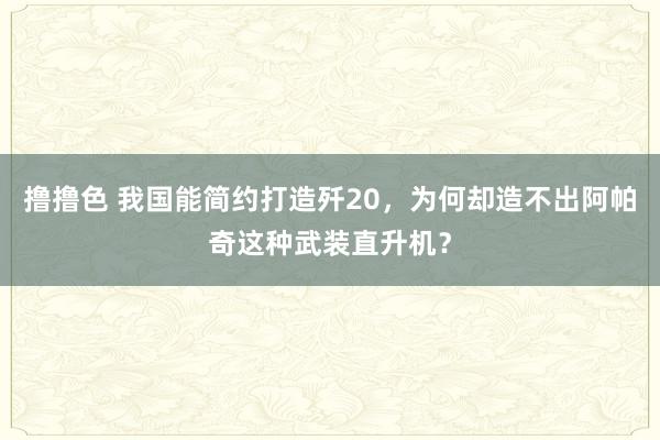 撸撸色 我国能简约打造歼20，为何却造不出阿帕奇这种武装直升机？