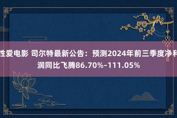 性爱电影 司尔特最新公告：预测2024年前三季度净利润同比飞腾86.70%–111.05%