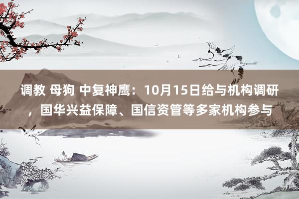 调教 母狗 中复神鹰：10月15日给与机构调研，国华兴益保障、国信资管等多家机构参与