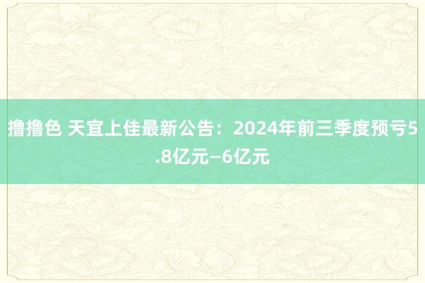 撸撸色 天宜上佳最新公告：2024年前三季度预亏5.8亿元—6亿元