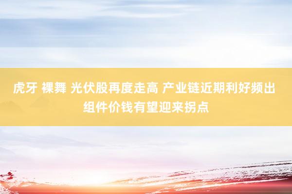 虎牙 裸舞 光伏股再度走高 产业链近期利好频出 组件价钱有望迎来拐点