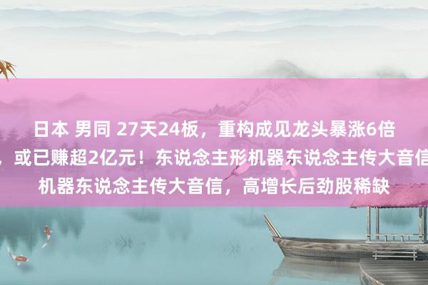 日本 男同 27天24板，重构成见龙头暴涨6倍，最牛散户精确潜藏，或已赚超2亿元！东说念主形机器东说念主传大音信，高增长后劲股稀缺