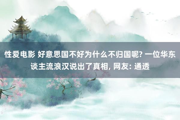 性爱电影 好意思国不好为什么不归国呢? 一位华东谈主流浪汉说出了真相， 网友: 通透