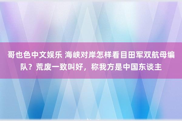 哥也色中文娱乐 海峡对岸怎样看目田军双航母编队？荒废一致叫好，称我方是中国东谈主