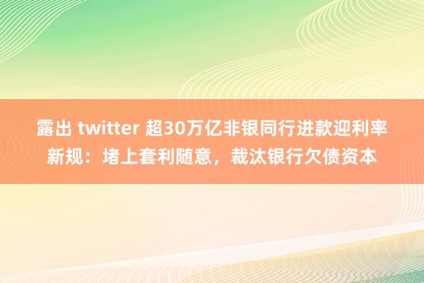 露出 twitter 超30万亿非银同行进款迎利率新规：堵上套利随意，裁汰银行欠债资本