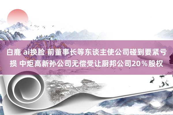 白鹿 ai换脸 前董事长等东谈主使公司碰到要紧亏损 中炬高新孙公司无偿受让厨邦公司20％股权