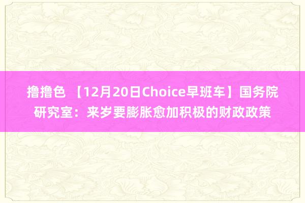 撸撸色 【12月20日Choice早班车】国务院研究室：来岁要膨胀愈加积极的财政政策