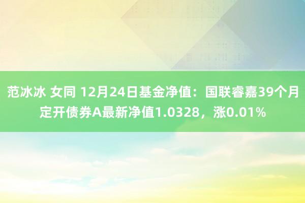 范冰冰 女同 12月24日基金净值：国联睿嘉39个月定开债券A最新净值1.0328，涨0.01%