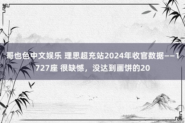 哥也色中文娱乐 理思超充站2024年收官数据——1727座 很缺憾，没达到画饼的20