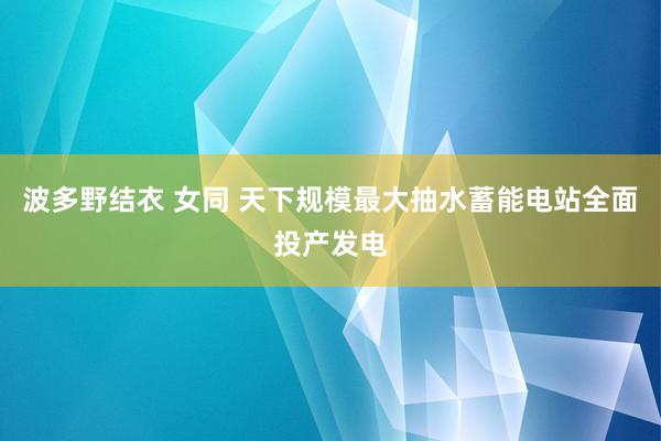 波多野结衣 女同 天下规模最大抽水蓄能电站全面投产发电