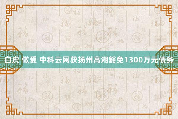 白虎 做爱 中科云网获扬州高湘豁免1300万元债务