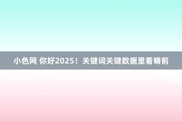 小色网 你好2025！关键词关键数据里看畴前