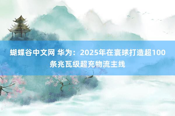 蝴蝶谷中文网 华为：2025年在寰球打造超100条兆瓦级超充物流主线