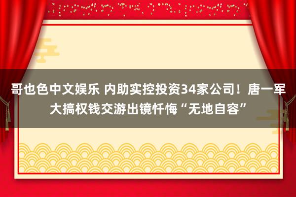 哥也色中文娱乐 内助实控投资34家公司！唐一军大搞权钱交游出镜忏悔“无地自容”