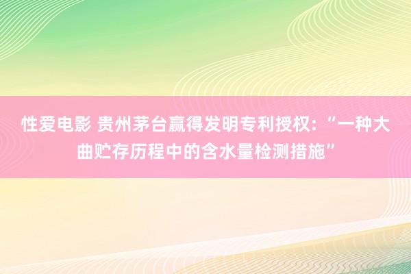 性爱电影 贵州茅台赢得发明专利授权: “一种大曲贮存历程中的含水量检测措施”