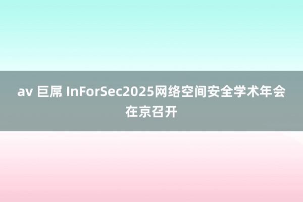 av 巨屌 InForSec2025网络空间安全学术年会在京召开