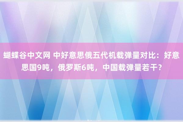 蝴蝶谷中文网 中好意思俄五代机载弹量对比：好意思国9吨，俄罗斯6吨，中国载弹量若干？