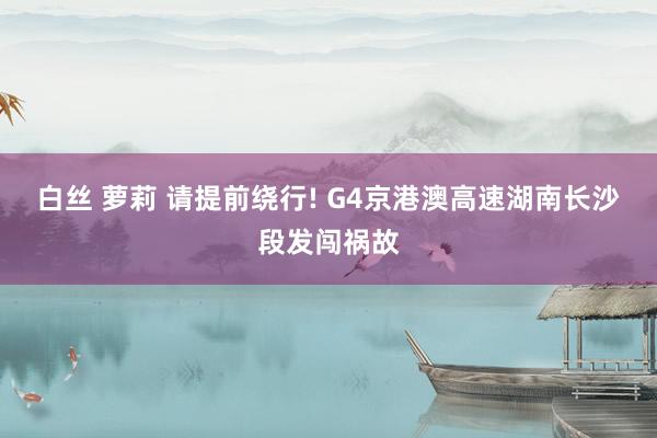 白丝 萝莉 请提前绕行! G4京港澳高速湖南长沙段发闯祸故