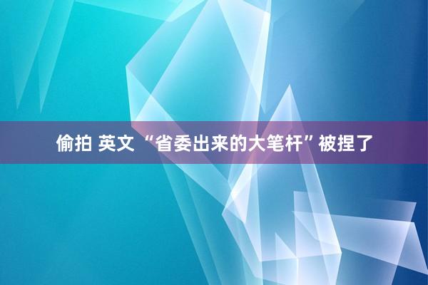 偷拍 英文 “省委出来的大笔杆”被捏了