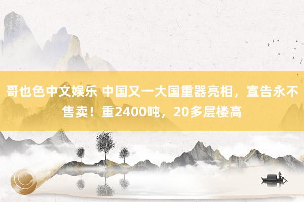 哥也色中文娱乐 中国又一大国重器亮相，宣告永不售卖！重2400吨，20多层楼高