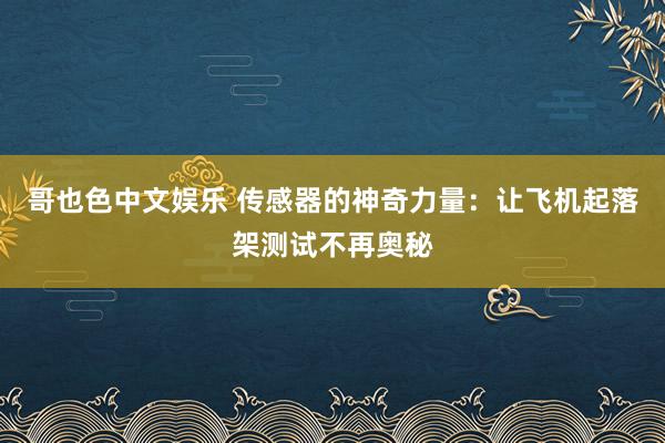 哥也色中文娱乐 传感器的神奇力量：让飞机起落架测试不再奥秘