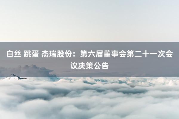 白丝 跳蛋 杰瑞股份：第六届董事会第二十一次会议决策公告