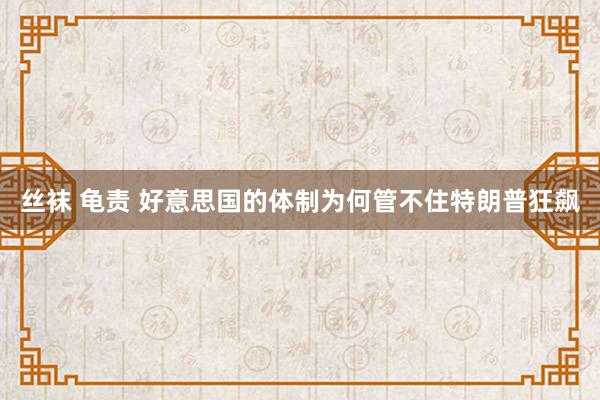 丝袜 龟责 好意思国的体制为何管不住特朗普狂飙