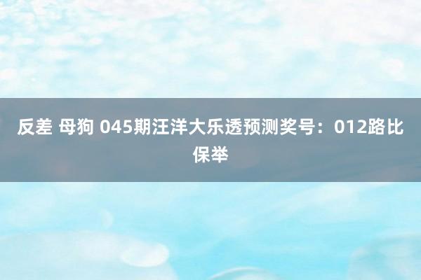 反差 母狗 045期汪洋大乐透预测奖号：012路比保举